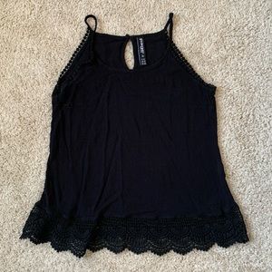 Scalloped Tank, Black, Medium